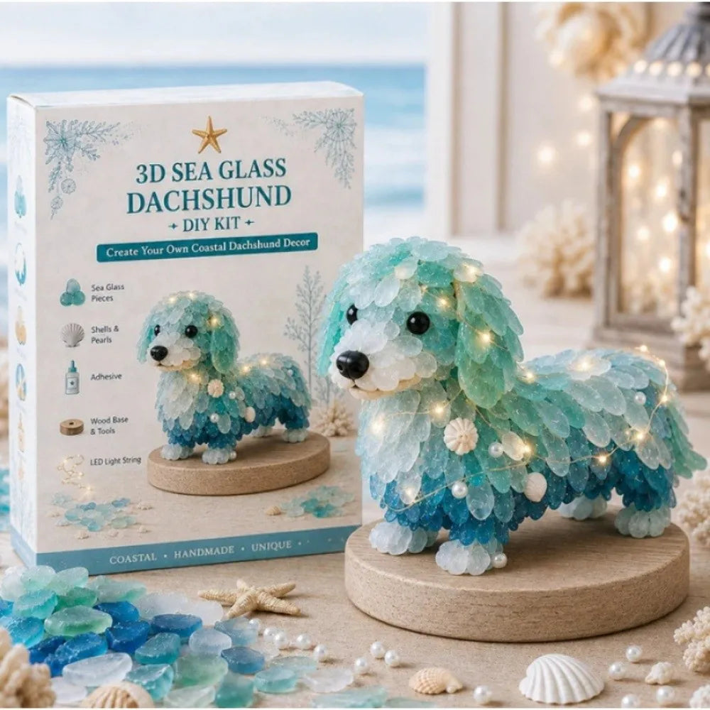 Handmade Sea Glass Art Kit For Textured Tabletop Display Crafting