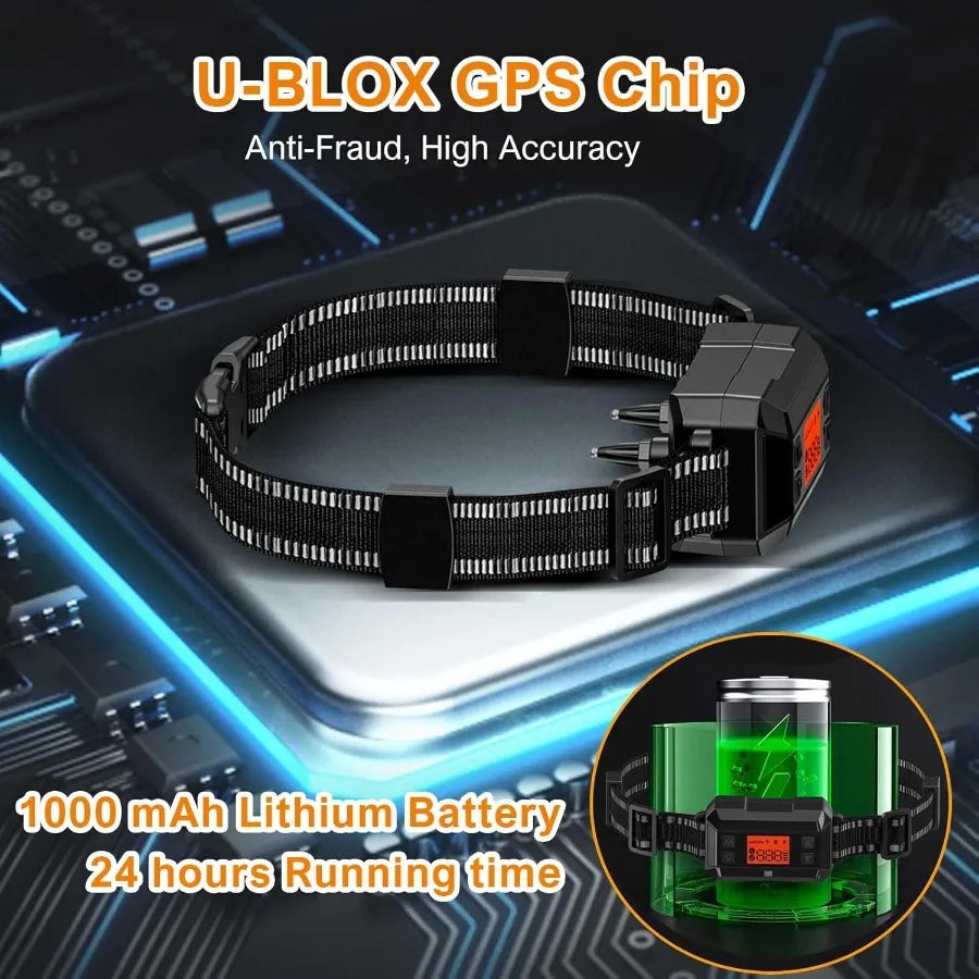 GPS Wireless Dog Fence with GPS Waterproof Pet Containment System Range 992997FT Adjustable Strength for Outdoor Dogs Harmless