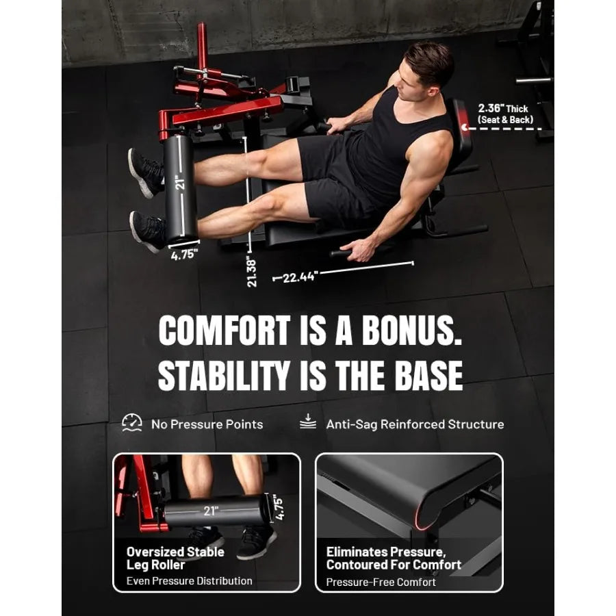 Leg Extension and Curl Machine, Adjustable Leg Curl Machine for Home Gym, Lying Leg Curl Machine with 1:1 Resistance System
