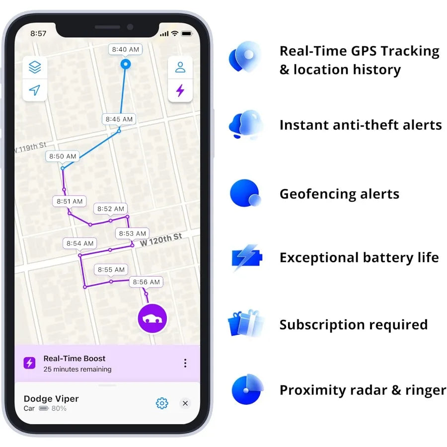 Invoxia GPS Tracker PRO - Real-Time Location - No Subscription - for Cars Motorcycles Bicycles - Motion and Tilt Alerts - 4G LT