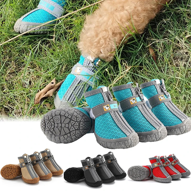 Dog Non Slip Paw Protection Boots Plush Warm Weather Shoes