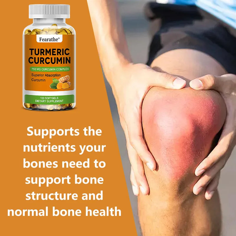 Organic Turmeric Curcumin Capsules - 750 Mg Highest Potency Curcumin Complex for Cardiovascular, Bone, Muscle, Brain Health