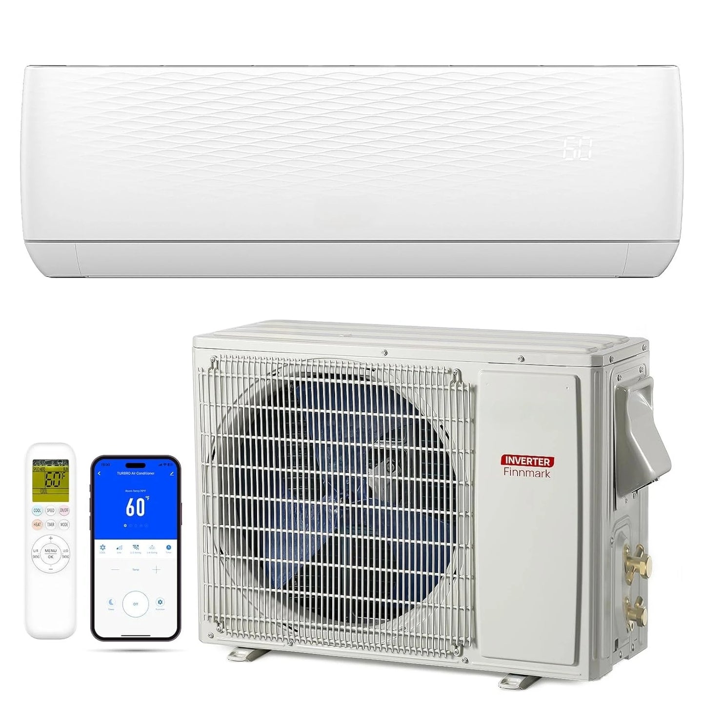 18,000 BTU Ductless Mini Split AC with Heat Pump, Inverter Compressor, 19 SEER2, 230V, R32 Refrigerant, Pre-charged, Customized