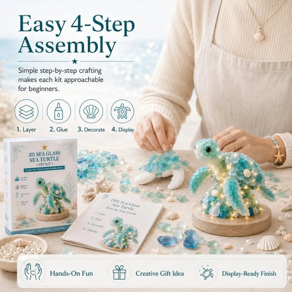 Handmade Sea Glass Art Kit For Textured Tabletop Display Crafting