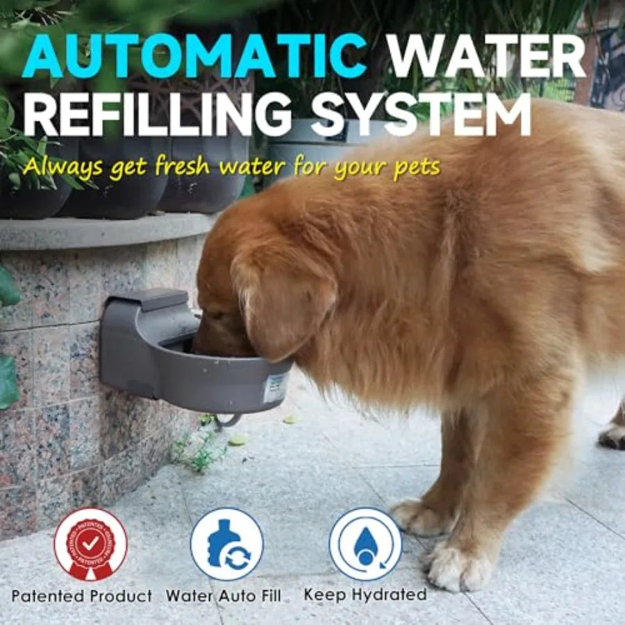 Automatic Dog Water Dispenser with Anti-tip Bracket 68 oz Outdoor Dog Water Bowl Dispenser Auto Refill Water Feeder for Pets an