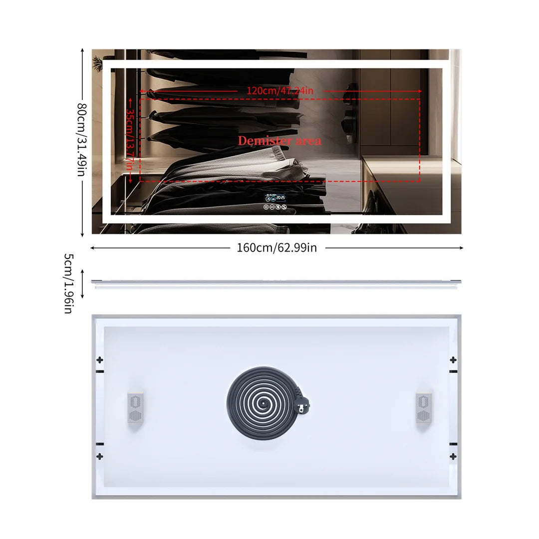 LUVODI Large Illuminate Bluetooth Bathroom Mirror Time Display LED Lighted Full Length Dressing Mirror