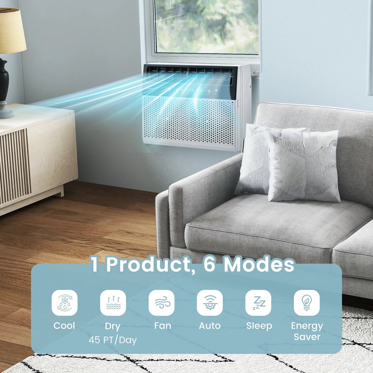 12000 BTU Window Air Conditioner w/ Remote, LED Control Panel, up to 400 Sq.Ft.