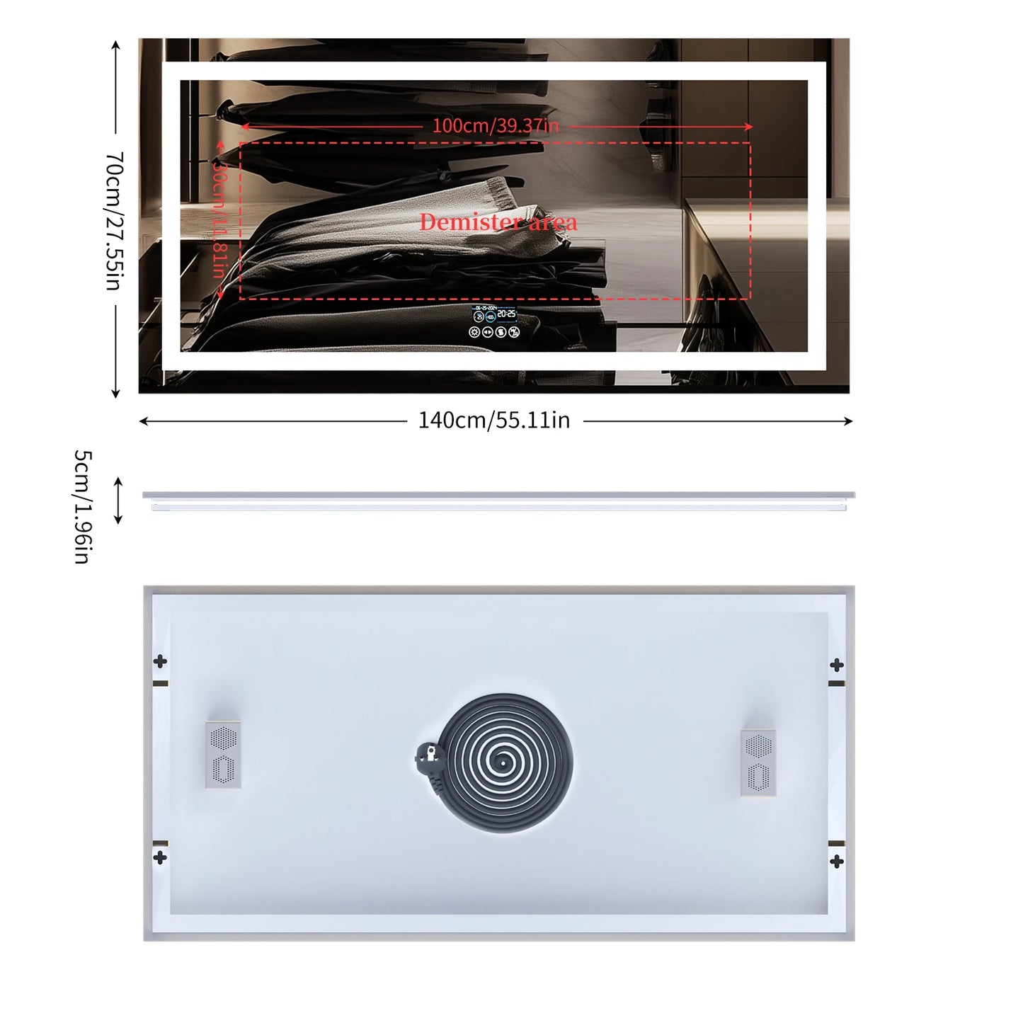 LUVODI Large Illuminate Bluetooth Bathroom Mirror Time Display LED Lighted Full Length Dressing Mirror