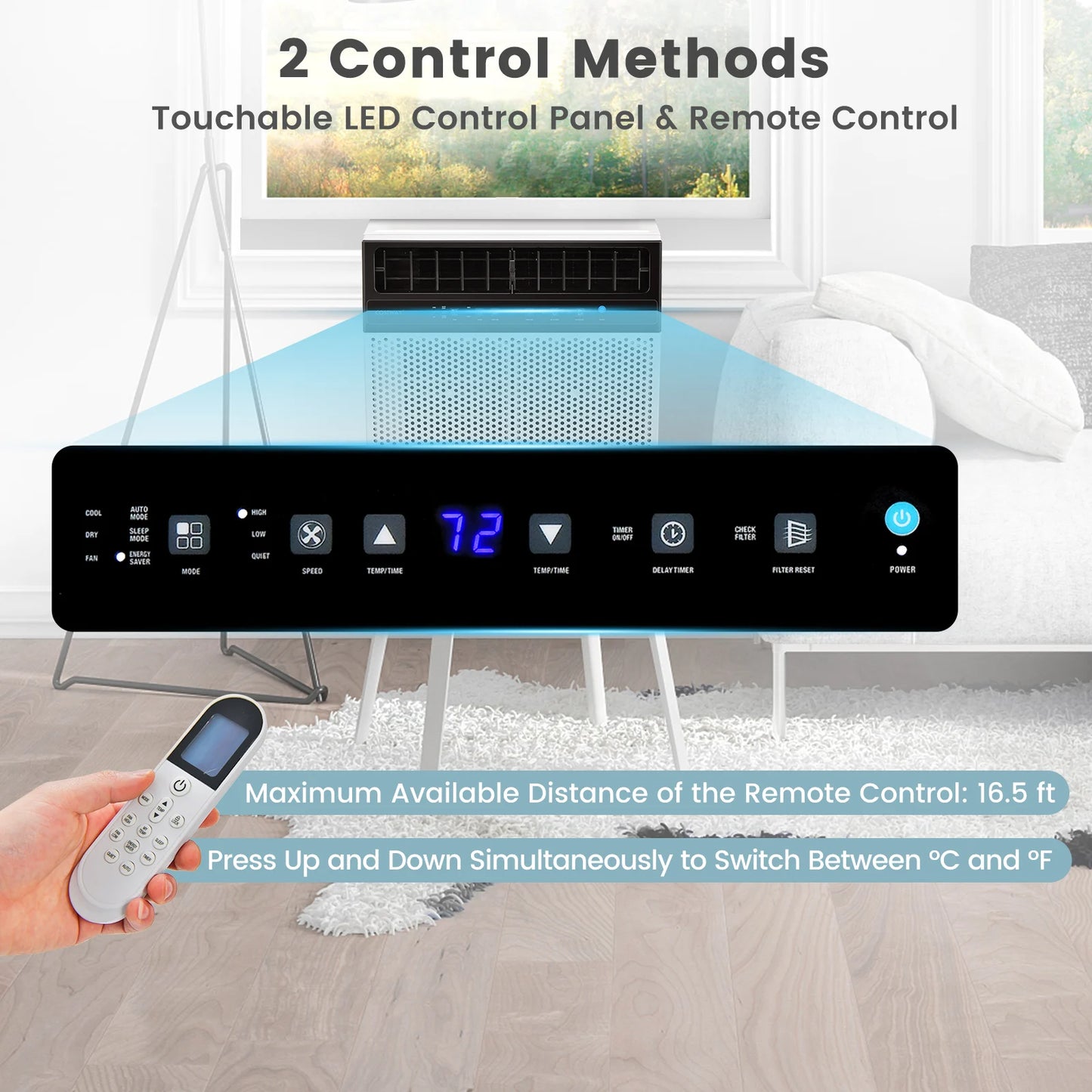 12000 BTU Window Air Conditioner w/ Remote, LED Control Panel, up to 400 Sq.Ft.