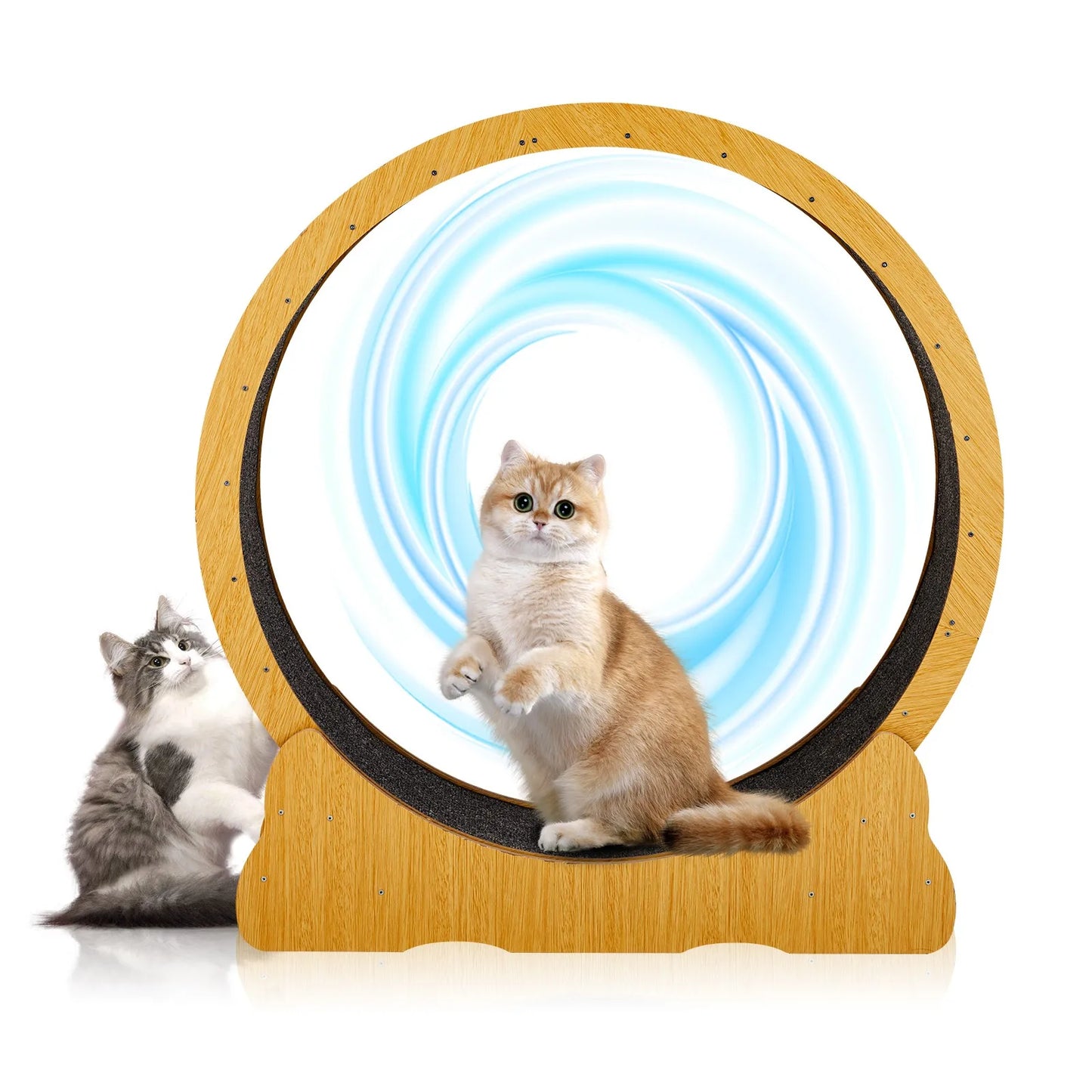 Indoor 34in Large Cat Treadmill for Natural Wood Cats Exerciser Wheel Toys