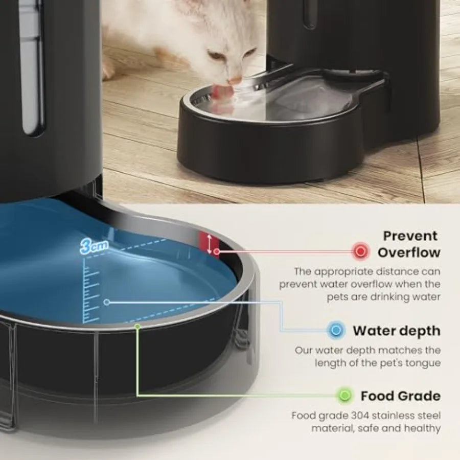 Dog Water Bowl Dispenser 7L Automatic Dog and Cat Water Dispenser with Stainless Steel Bowl Gravity Waterer Large Capacity and