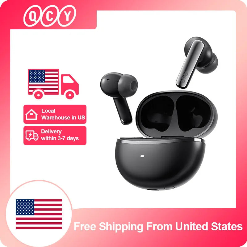 Ship From ES/PL/BR QCY HT18 Wireless Earphones Bluetooth 6.0 MeloBuds N70 Adaptive Hybrid ANC 6 Mics LDAC Hi-Res Audio Earbuds