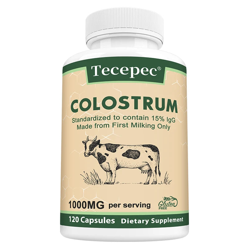 Colostrum 1000mg Capsules - Promotes Gut Health, Improves Athletic Performance, and Maintains Healthy Iron Levels - 120 Capsules