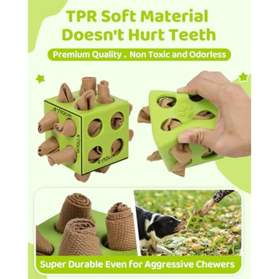 Interactive Puzzle Dog Toy Encourage Natural Foraging Skill Durable Dog Enrichment Toy Snuffle Cube Cloth Strip with Hide and S