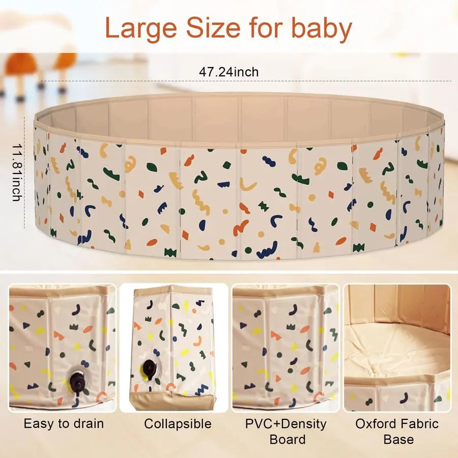 Pits for Toddlers, 47 x 12 Foldable Kiddie Pool Dog Ball Pits Collapsible Baby Pool Dog Swimming Pool Portable Sandbox Kid Pool