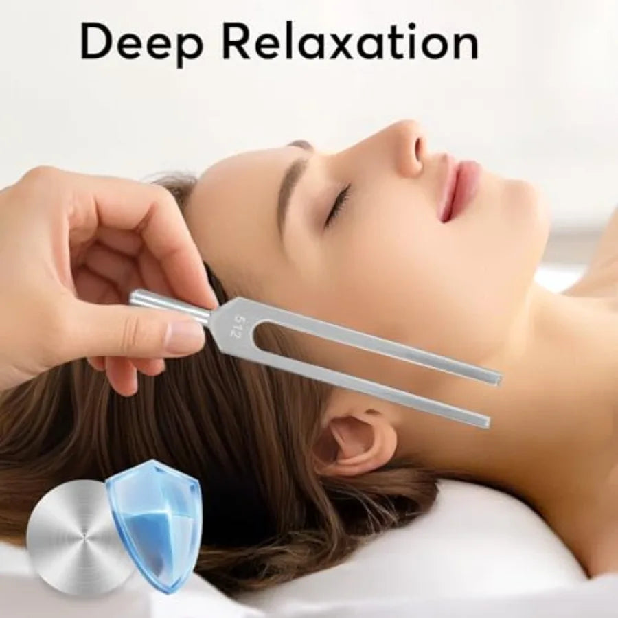 Tuning Forks for Healing Set 128Hz, 256Hz, 512Hz,Weighted Tuning Fork for Sound Therapy/Meditation/Yoga and Chakra with Mallet,