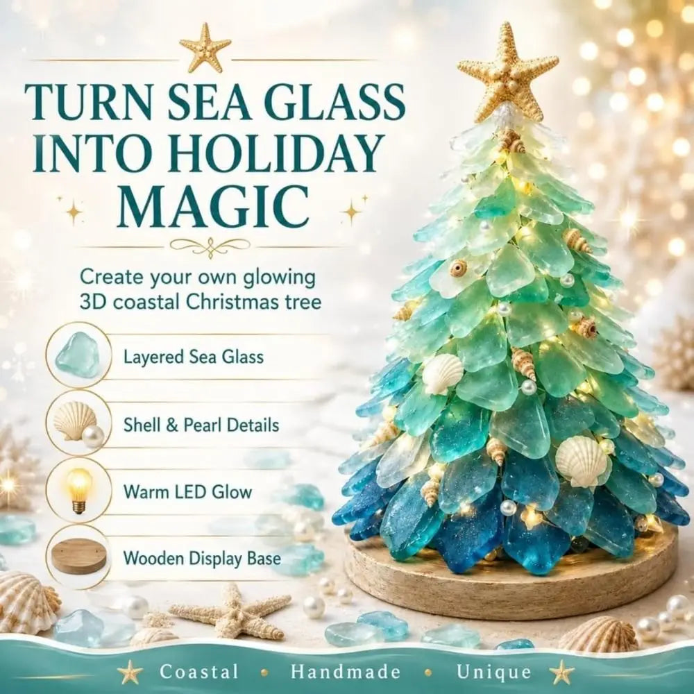 Handmade Sea Glass Art Kit For Textured Tabletop Display Crafting