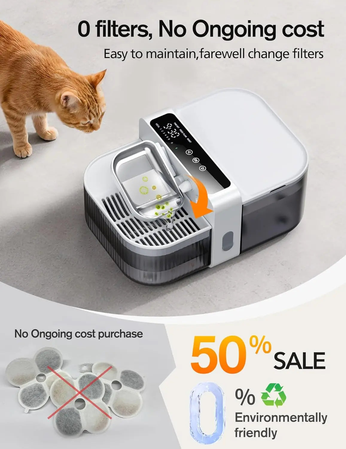 3.5L Wireless Pet Water Fountain, No Filters Needed, 180-Day Battery, Custom Flow & Schedule for Cats and Dogs