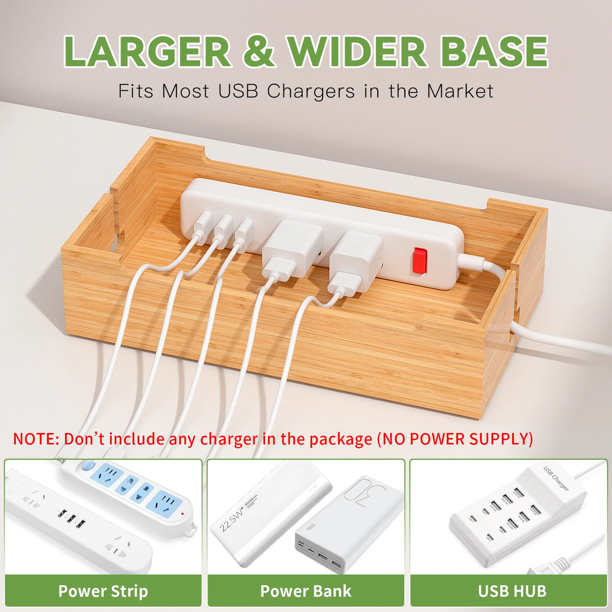 Bamboo Charging Station Organizer for Phones and Tablets