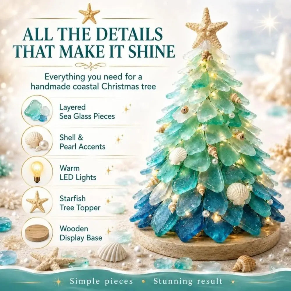 Handmade Sea Glass Art Kit For Textured Tabletop Display Crafting