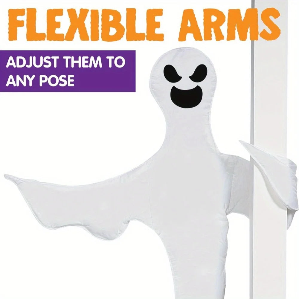 53''Halloween Bendable Tree Wrap Ghost Decoration for Halloween Outdoor Lawn Tree Pilar Decorations Ghost Party Supplies Photobooth Props