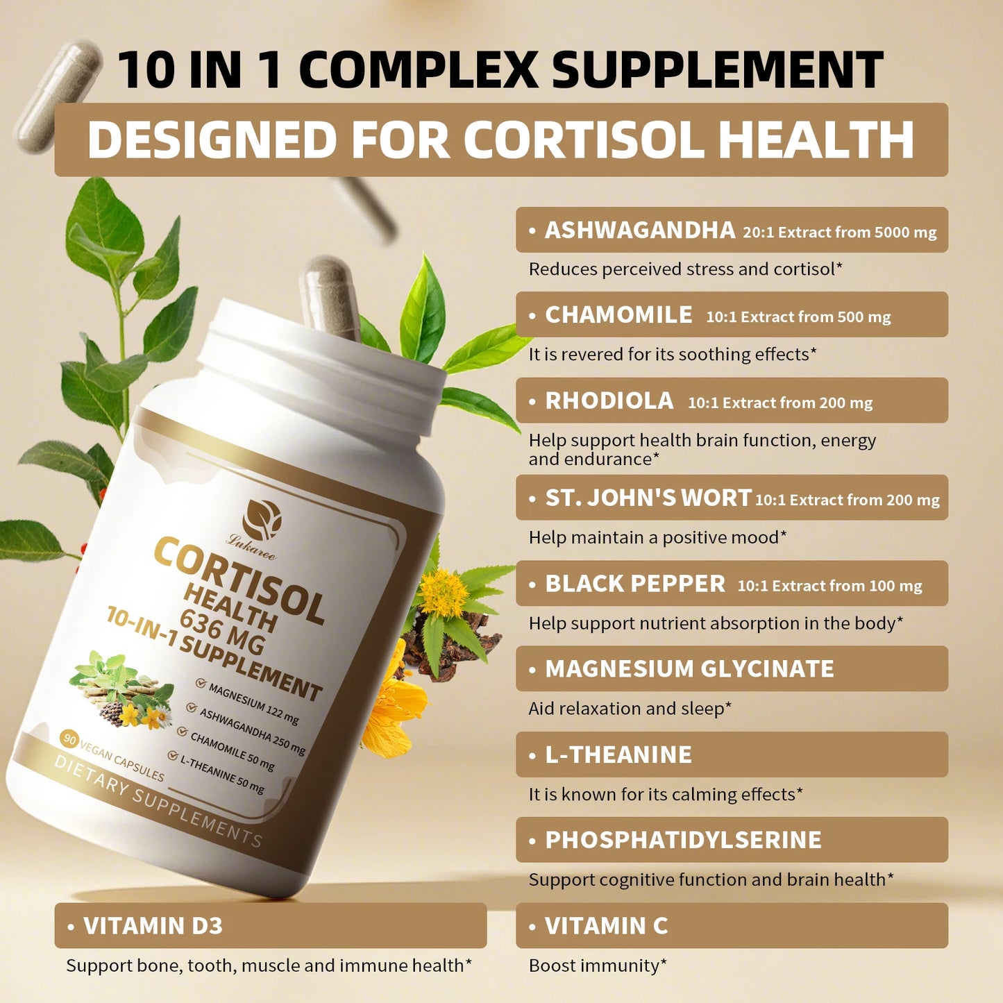 Beworths Cortisol Capsules With Magnesium Ashwagandha For Cognitive Support