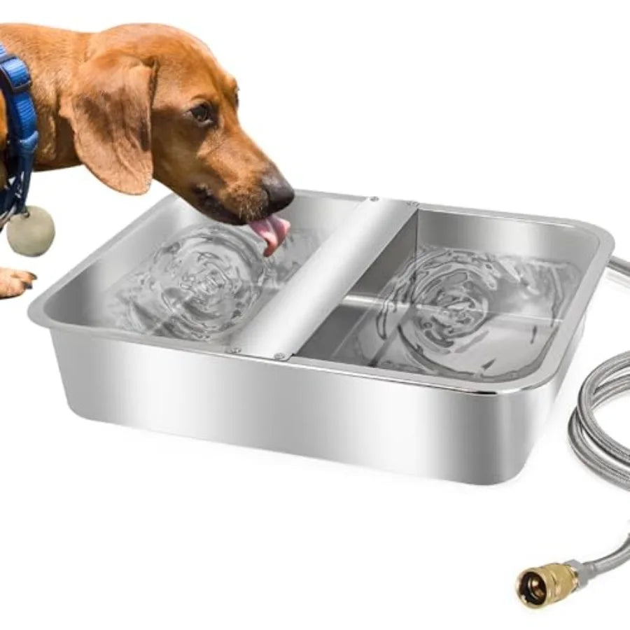 Automatic Water Dispenser for Dogs Livestock Water Trough 4 Gal Large Size Stainless Steel Waterer Feeder Outdoor Automatic Dog