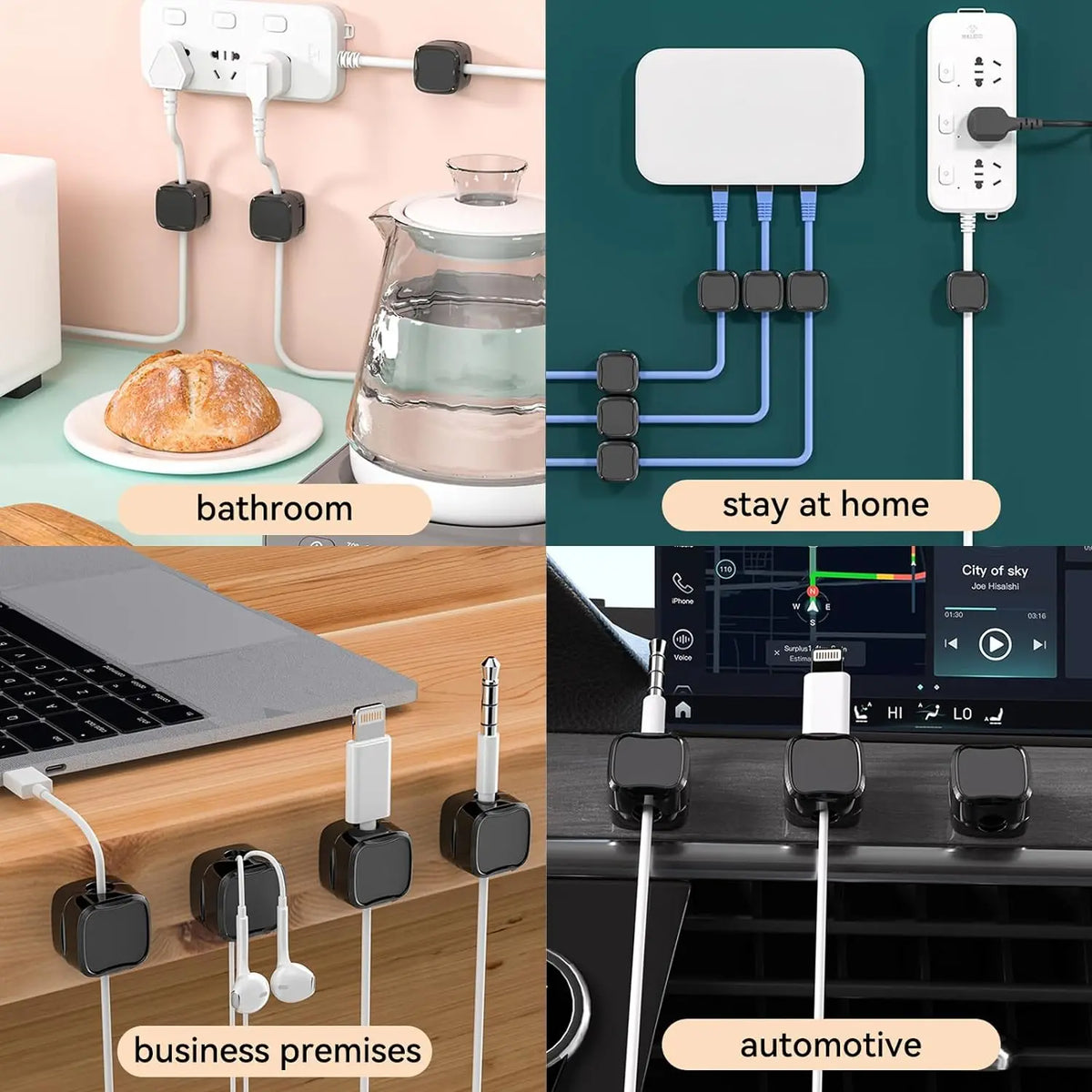 Magnetic Cable Clips Adhesive Cord Holder for Home Cable Management