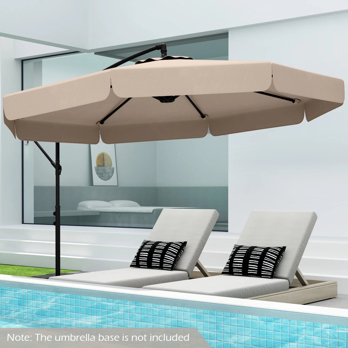 10FT Offset Hanging Umbrella Patio Cantilever Umbrella with Cover
