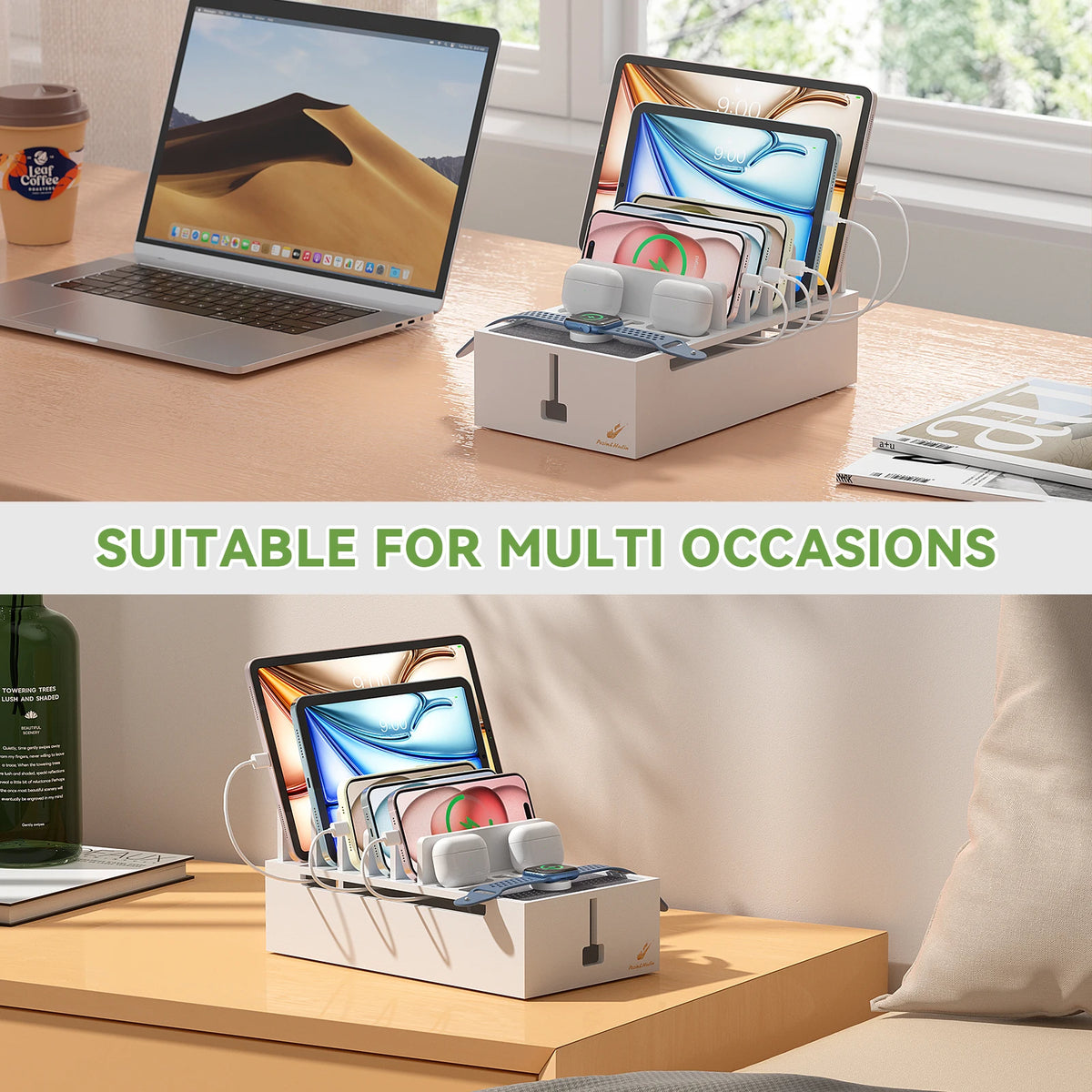 Bamboo Charging Station Organizer for Phones and Tablets