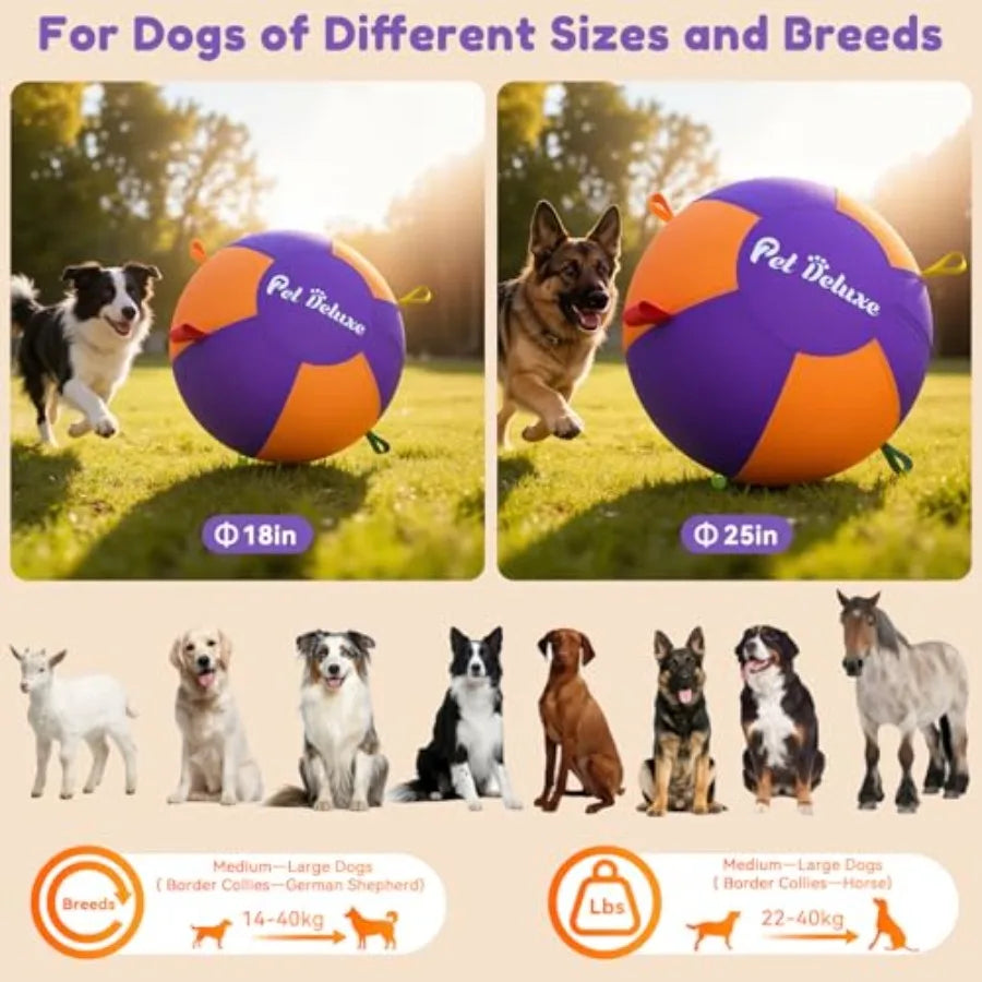 18" Herding Ball for Large Dogs - Durable Interactive Herding Toy with Fast Pump in 60S and Carry Handles for Australian Shephe