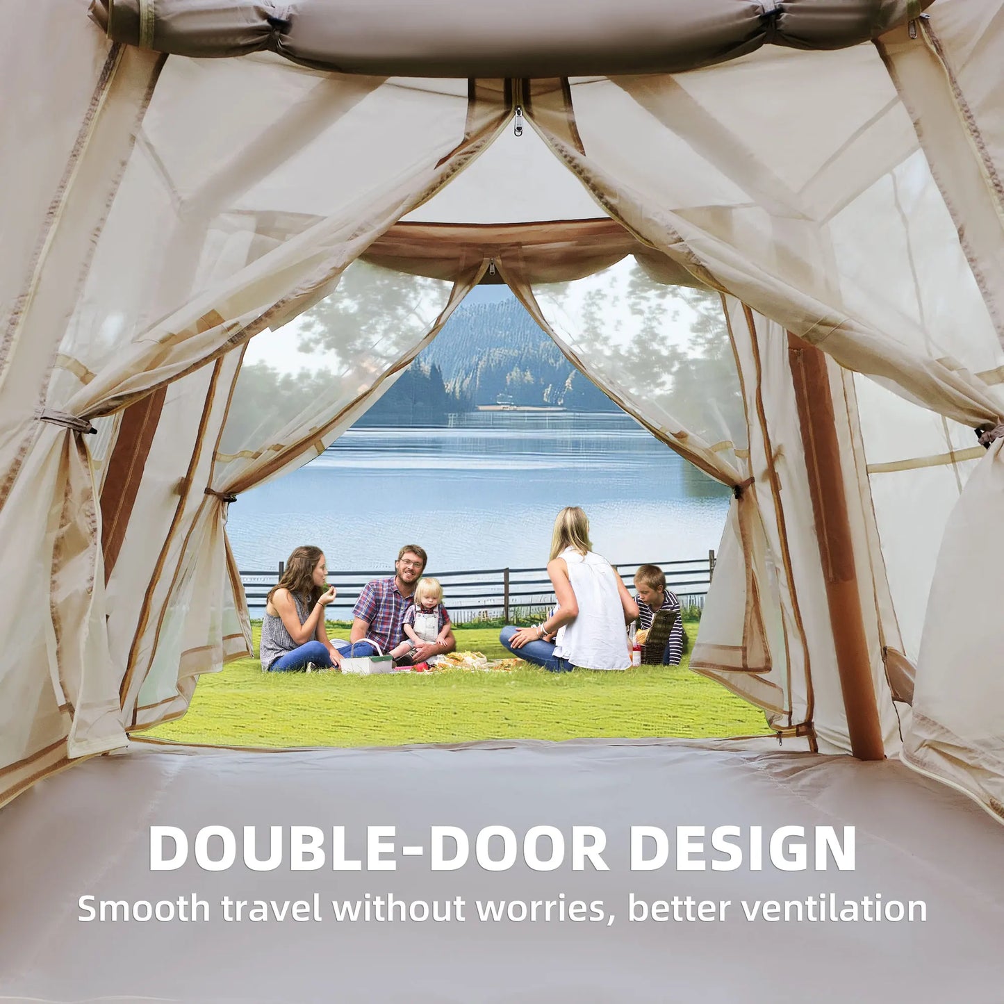 Inflatable Tent for 3-4 People  All-Weather Waterproof 4-Season Design with Quick Setup & Hand Pump