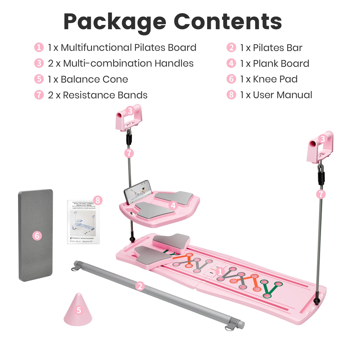 7-in-1 Portable Pilates Board Exercise Foldable Push Up Fitness Equipment Workout Full-Body Ab Board Core Training for Home