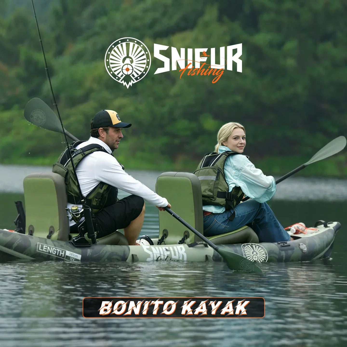Nawakar Inflatable Kayak, Fishing Kayak, Portable Touring Kayaks Inflatable PVC Kayak Fishing Canoewith Padded Seat, Hand Pump