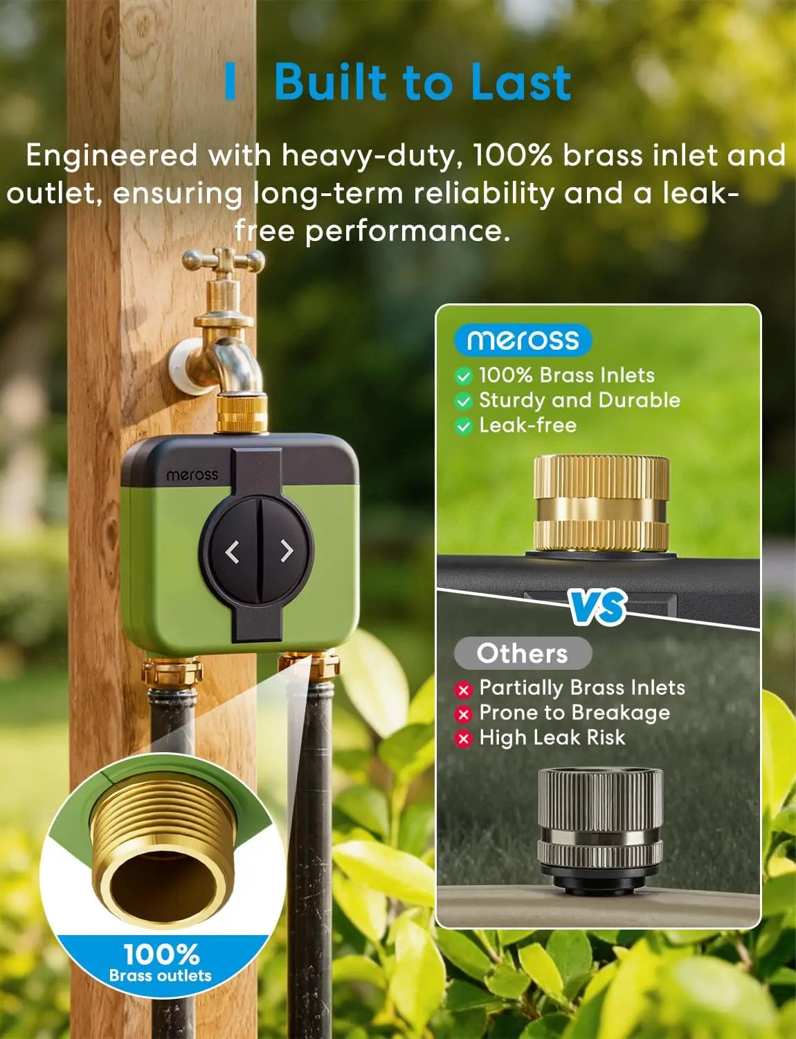 2 Zone WiFi Hose Timer with Brass Inlet & Outlet, Smart Sprinkler Controller, Remote & Voice Control, Weather-Based Rain Delay