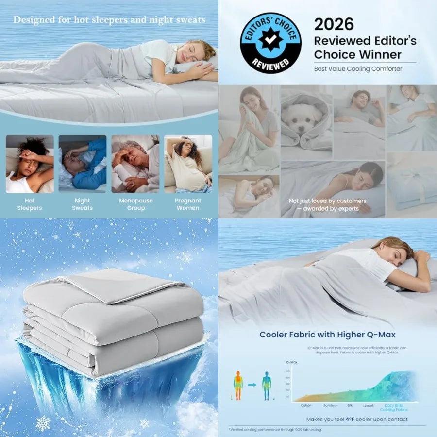 Cooling Comforter Queen Size, Cooling Blankets for Hot Sleepers and Night Sweats, Summer Comforter for Queen Size Bed, Breathab