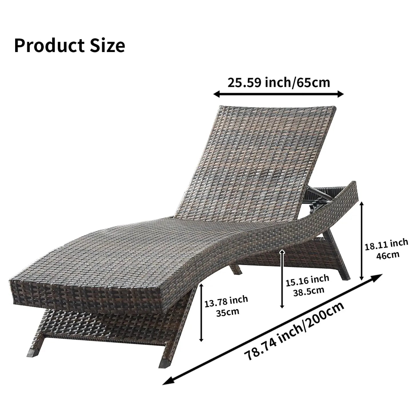 Rattan Adjustable Backrest Chaise Lounge Set 2, Outdoor Pool Recliner Patio Chairs Lounge Chair Set 2 for, Customized
