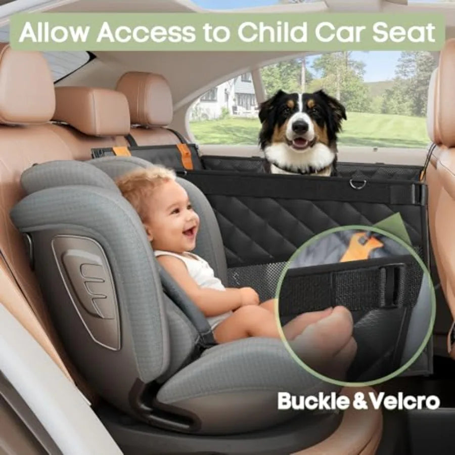 Dog Car Seat for Large Medium Dogs, Back Seat Extender for Pets with Hard Bottom, Strong Support Waterproof Dog Seat Cover with