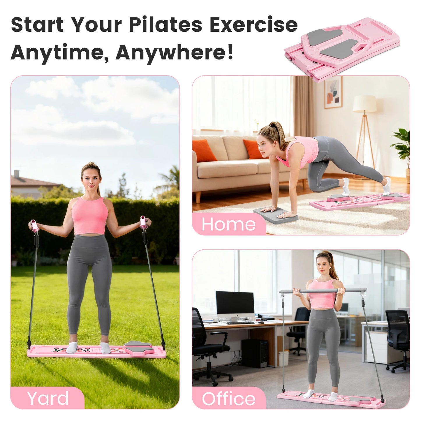 7-in-1 Portable Pilates Board Exercise Foldable Push Up Fitness Equipment Workout Full-Body Ab Board Core Training for Home