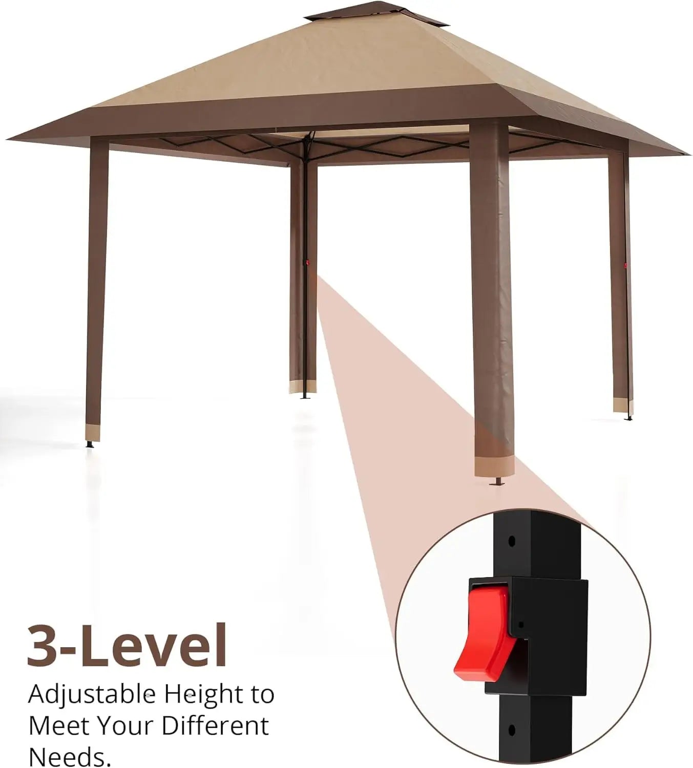 Pop-Up Outdoor Gazebo 13x13FT with Double Roof, Mosquito Netting, Adjustable Height, UV-Resistant Heavy-Duty Patio Canopy Tent
