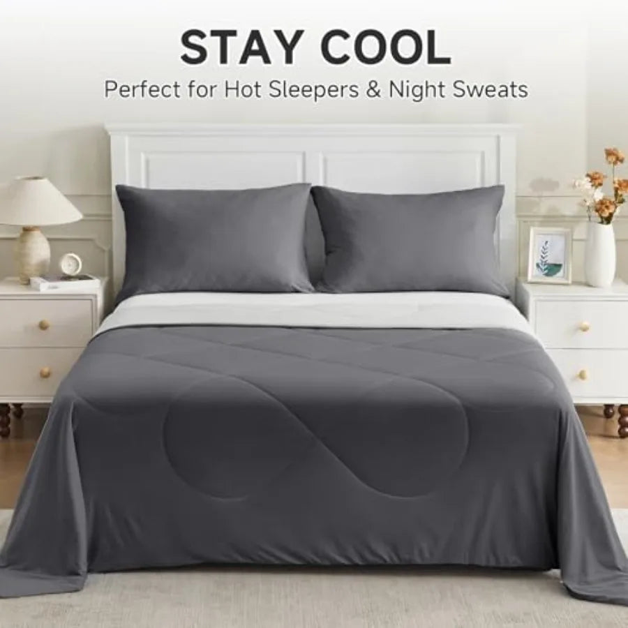 Cooling Comforter Japanese Double-Sided Cold Tech Fabric Cooling Blanket for Night Sweats Hot Sleepers, Q-Max 0.45 Soft Breatha