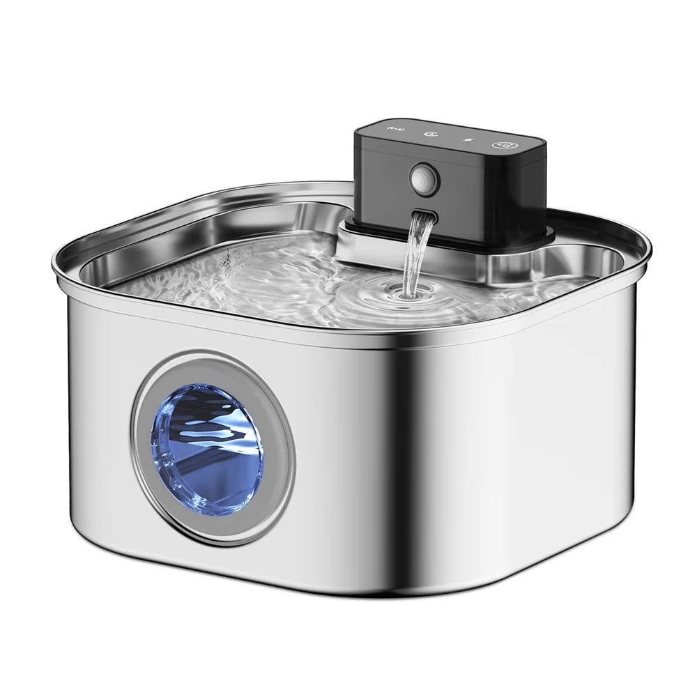 3L 5V Rechargable Automatic Stainless Steel Dogs Water Fountain 4000mAh Wireless Pet Drinker Battery Sensor Dispenser Cat Bowls