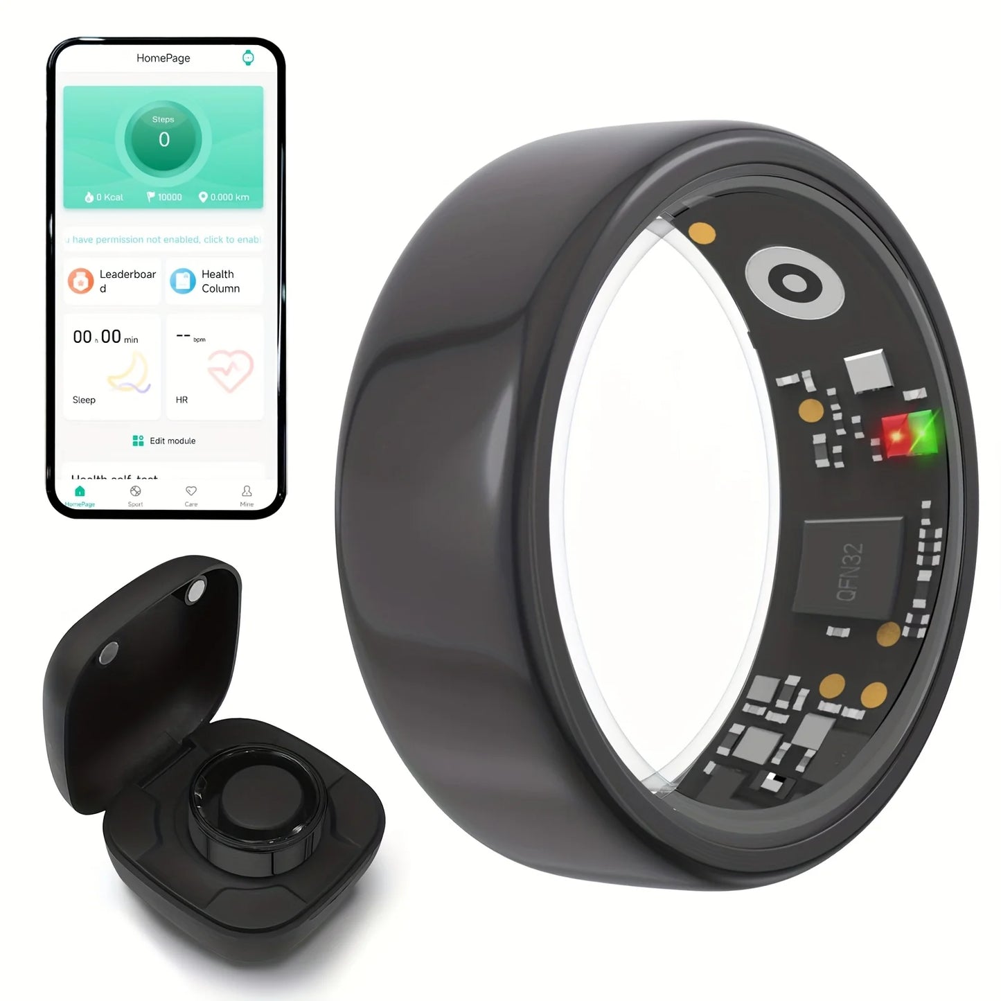 2025 New Smart Ring Heart Rate Blood Pressure Sleep Monitoring Motion Tracking IP68 Waterproof Men Women Smart Ring Holiday Gift