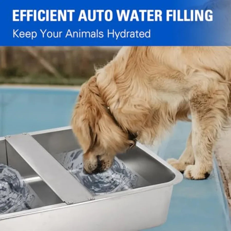 Automatic Water Dispenser for Dogs Livestock Water Trough 4 Gal Large Size Stainless Steel Waterer Feeder Outdoor Automatic Dog