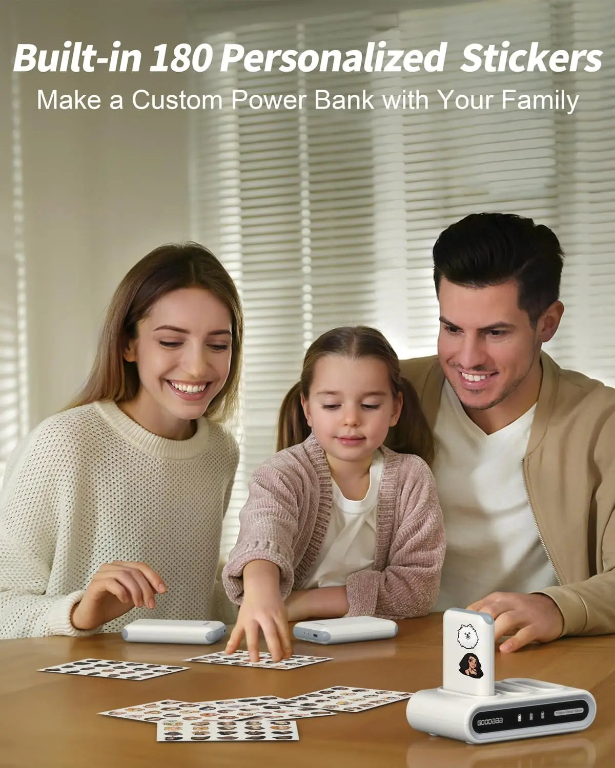 10000mAh Power Bank 3-Pack with Charging Dock, Built-in Cables, 9-Device Charging, Stickers Included