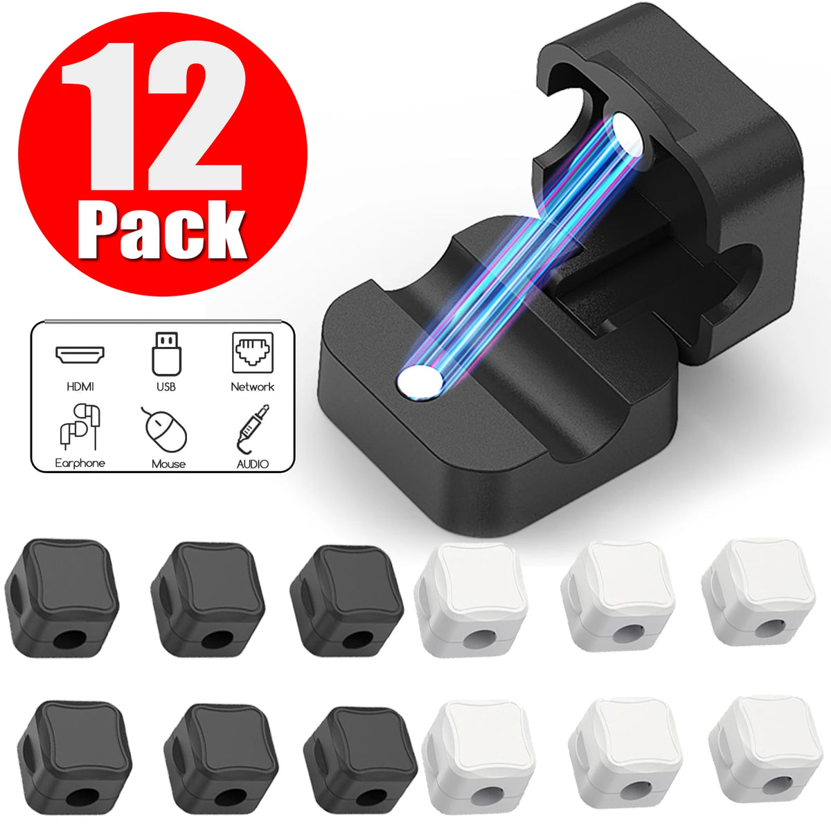 Magnetic Cable Clips Adhesive Cord Holder for Home Cable Management