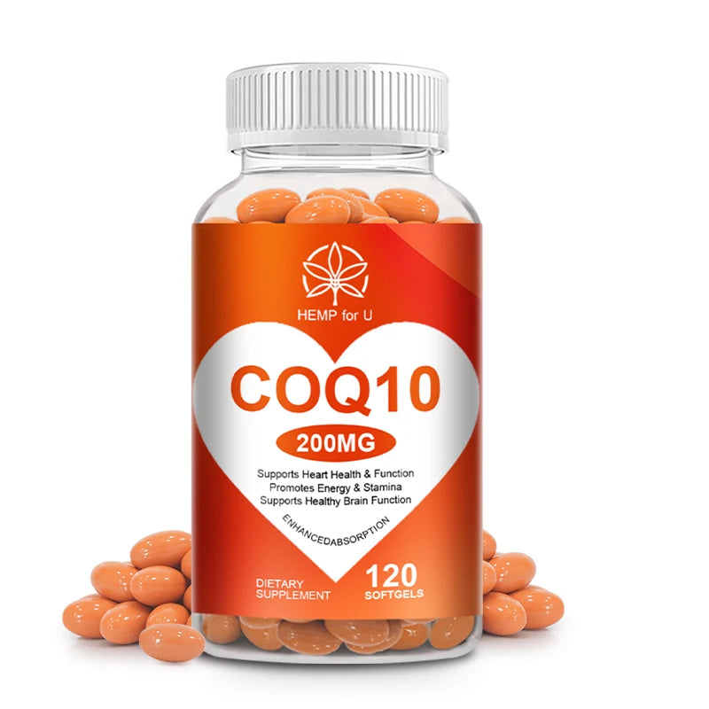 120PCS Ultra High Absorption COQ10 Coenzyme Q10 Capsule for Cardiovascular &  Heart Health Provides Energy Gluten Free