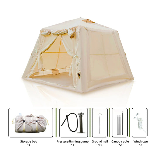 Inflatable Tent for 3-4 People  All-Weather Waterproof 4-Season Design with Quick Setup & Hand Pump