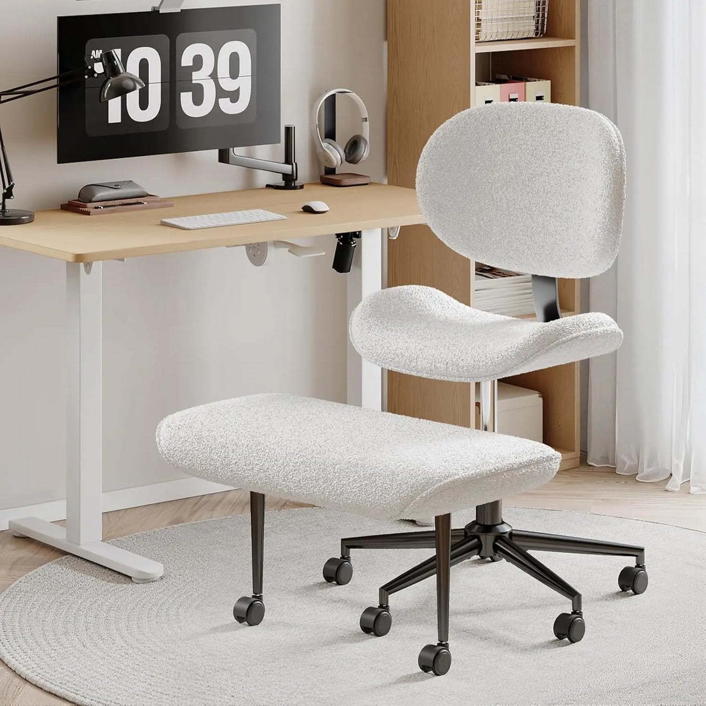 Cross Legged Office Chair with Wheels for ADHD, Ergonomic 360° Swivel Height-Adjustable Meditation Chair for Yoga,, Customized