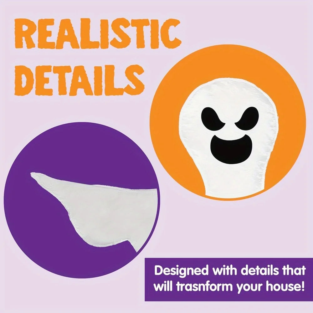 53''Halloween Bendable Tree Wrap Ghost Decoration for Halloween Outdoor Lawn Tree Pilar Decorations Ghost Party Supplies Photobooth Props
